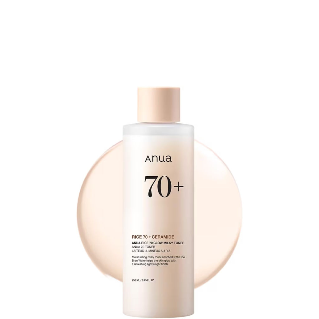 ANUA Rice 70 Glow Milky Toner, for Glass Skin, Rice Water, Niacinamide, Ceramides, Panthenol