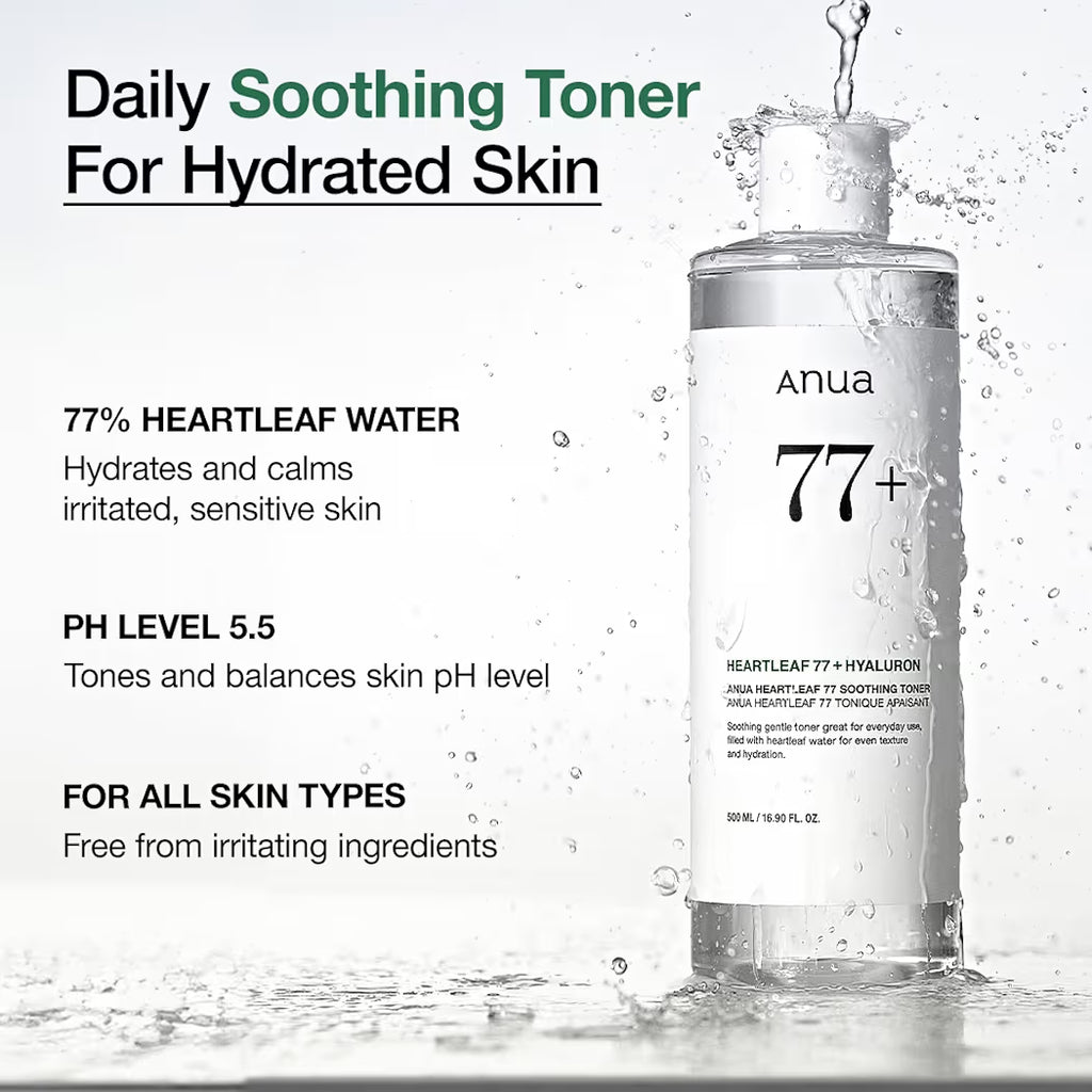 Anua Heartleaf 77_ Soothing Toner I pH 5.5 Trouble Care Calming Skin Refreshing Hydrating Purifying