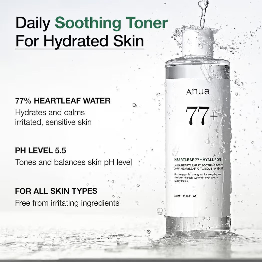 Anua Heartleaf 77_ Soothing Toner I pH 5.5 Trouble Care Calming Skin Refreshing Hydrating Purifying
