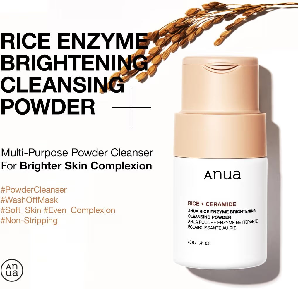 ANUA Rice Enzyme Brightening Cleansing Powder, Rice Mask, Ceramide, Gentle Face Wash for Brightening