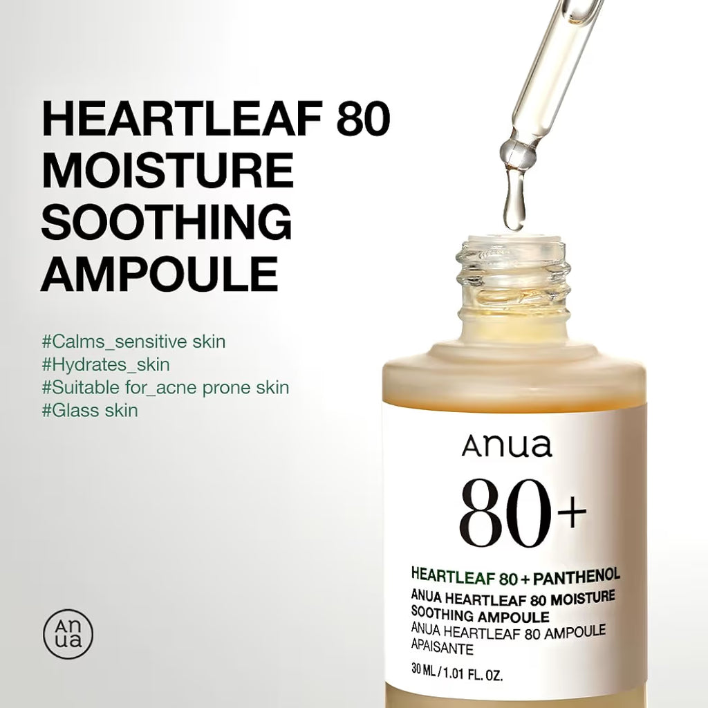 ANUA Korendy Heartleaf 80% Moisture Ampoule - Moisturizing, Brightening 30ml Concentrated Ampoule