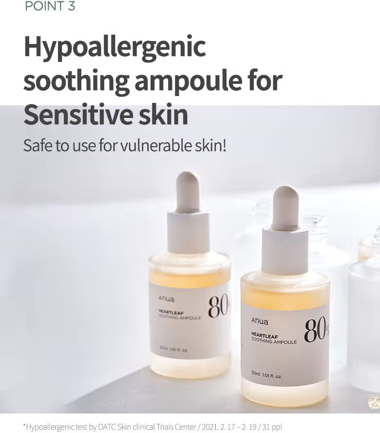 ANUA Korendy Heartleaf 80% Moisture Ampoule - Moisturizing, Brightening 30ml Concentrated Ampoule