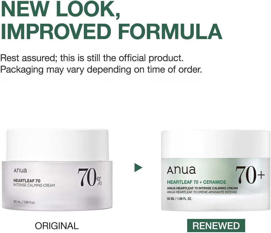 ANUA Niacinamide Heartleaf 70 Intense Calming Cream with Ceramide, Panthenol, Heartleaf extract, Korean Skin