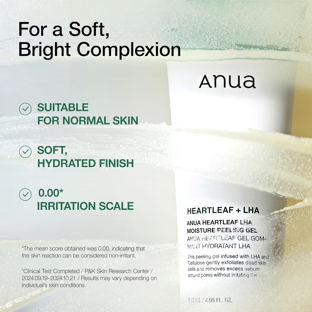 ANUA Heartleaf LHA Moisture Peeling Gel, Gentle Exfoliating Facial Peel, Vegan, 120ml