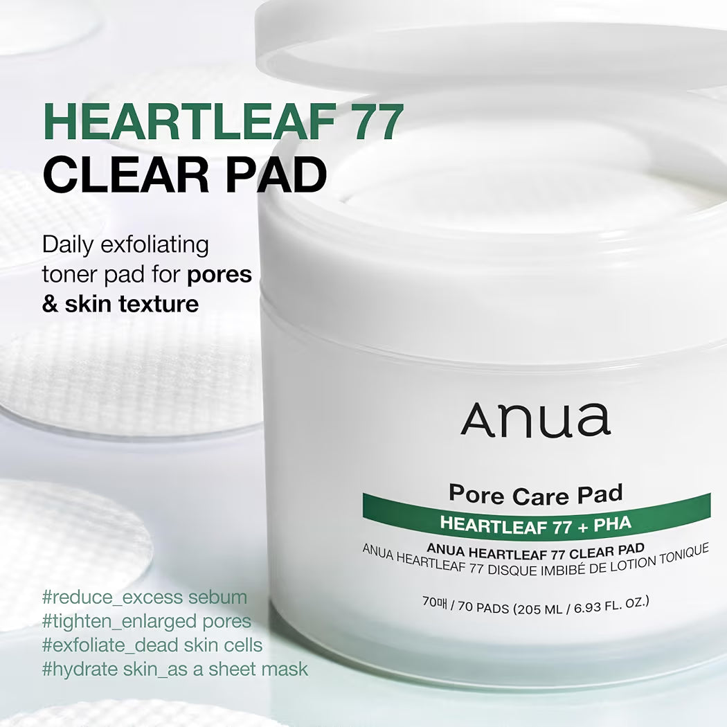 ANUA Heartleaf 77 Toner Pads, Exfoliating Facial Pads for Glass Skin, Hydrating, Sensitive Skin, 70 Pads